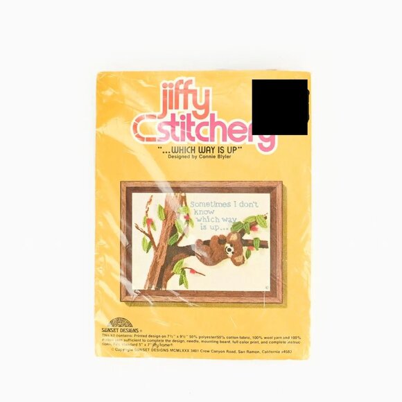 Vtg Jiffy Crewel Embroidery Stitchery Koala Bear 5x7 Oak Framed Picture Decor - Picture 9 of 9